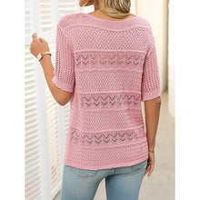 Load image into Gallery viewer, Women’s Short Sleeve Crochet Knit Hollow-Out Top
