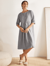 Load image into Gallery viewer, 100% Linen A-Line Midi Dress VALENCIA
