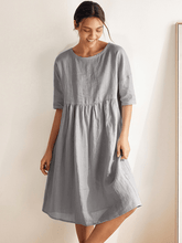 Load image into Gallery viewer, 100% Linen A-Line Midi Dress VALENCIA
