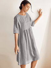 Load image into Gallery viewer, 100% Linen A-Line Midi Dress VALENCIA
