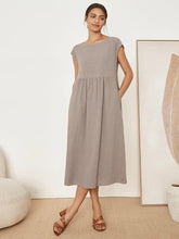 Load image into Gallery viewer, Linen Striped Cap Sleeve Washed Maxi Dress JOAN
