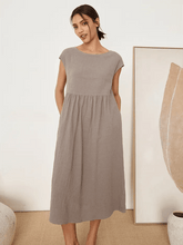 Load image into Gallery viewer, Linen Striped Cap Sleeve Washed Maxi Dress JOAN
