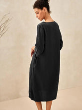 Load image into Gallery viewer, 100% Linen Collarless Mid-Length Dress SOFIA
