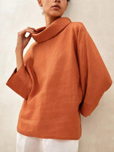 Load image into Gallery viewer, 100% Linen Dropped Collar Long-Sleeve Top TRISTAN
