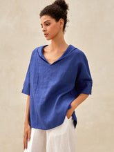 Load image into Gallery viewer, 100% Linen V-Neck Short Sleeve Shirt SIERRA
