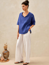 Load image into Gallery viewer, 100% Linen V-Neck Short Sleeve Shirt SIERRA
