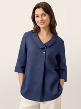 Load image into Gallery viewer, 100% Linen Asymmetric Collar Inverted Pleat Top OTTILIE
