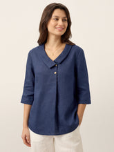 Load image into Gallery viewer, 100% Linen Asymmetric Collar Inverted Pleat Top OTTILIE
