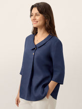 Load image into Gallery viewer, 100% Linen Asymmetric Collar Inverted Pleat Top OTTILIE
