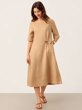 Load image into Gallery viewer, 100% Linen Side-Gathered Bow Maxi Dress ESMERALDA
