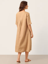 Load image into Gallery viewer, 100% Linen Side-Gathered Bow Maxi Dress ESMERALDA
