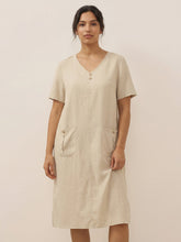 Load image into Gallery viewer, 100% Linen Button Front V-Neck Midi Dress NOA
