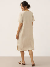 Load image into Gallery viewer, 100% Linen Button Front V-Neck Midi Dress NOA

