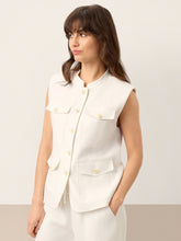 Load image into Gallery viewer, 100% Linen Four-Pocket Tailored Sleeveless Vest COSIMA
