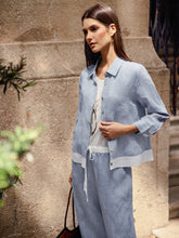 Load image into Gallery viewer, 100% Linen Buttoned Closure Color-Blocked Shirt JANICE
