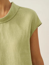 Load image into Gallery viewer, 100% Linen Cap Sleeve Soft-Fold Collar Top YVONNE
