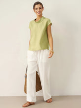 Load image into Gallery viewer, 100% Linen Cap Sleeve Soft-Fold Collar Top YVONNE
