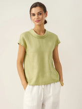 Load image into Gallery viewer, 100% Linen Cap Sleeve Soft-Fold Collar Top YVONNE
