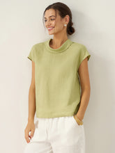 Load image into Gallery viewer, 100% Linen Cap Sleeve Soft-Fold Collar Top YVONNE
