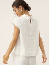 Load image into Gallery viewer, 100% Linen Cap Sleeve Soft-Fold Collar Top YVONNE
