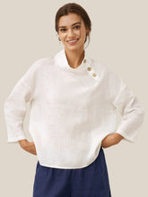 Load image into Gallery viewer, 100% Linen Classic Side Neck Top CORA
