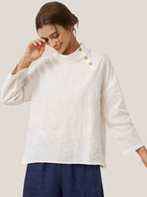 Load image into Gallery viewer, 100% Linen Classic Side Neck Top CORA
