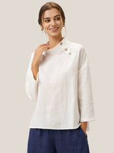 Load image into Gallery viewer, 100% Linen Classic Side Neck Top CORA
