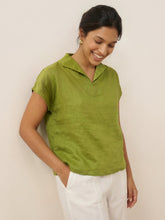 Load image into Gallery viewer, 100% Linen Collared Cap Sleeve Top IVY
