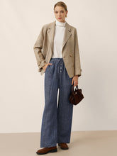 Load image into Gallery viewer, 100% Linen Convertible Stand Collar Double Breasted Blazer Jacket NAOMI
