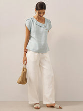 Load image into Gallery viewer, 100% Linen Crescent Collar Flutter Sleeve Top FARA
