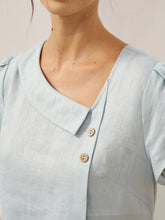 Load image into Gallery viewer, 100% Linen Crescent Collar Flutter Sleeve Top FARA
