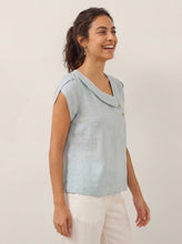 Load image into Gallery viewer, 100% Linen Crescent Collar Flutter Sleeve Top FARA
