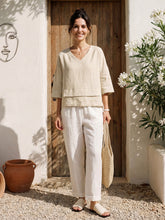 Load image into Gallery viewer, 100% Linen Drop Shoulder Asymmetric Layered Hem Overtop VIOLA
