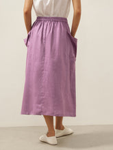 Load image into Gallery viewer, Linen Checked Elastic Waist Skirt ONYX
