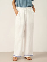 Load image into Gallery viewer, 100% Linen Embroidered Elastic Waist Pants FENE
