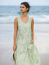 Load image into Gallery viewer, 100% Linen Floral Swing Beach Tank Dress LORRAINE
