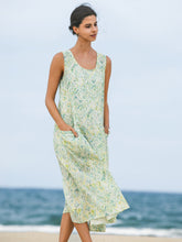 Load image into Gallery viewer, 100% Linen Floral Swing Beach Tank Dress LORRAINE
