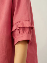 Load image into Gallery viewer, 100% Linen Flutter Sleeve Drawstring Top ZOEY

