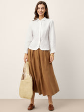 Load image into Gallery viewer, 100% Linen Small Collar Curved Hem Tailored Shirt AVELINE
