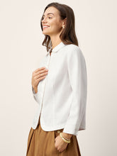 Load image into Gallery viewer, 100% Linen Small Collar Curved Hem Tailored Shirt AVELINE
