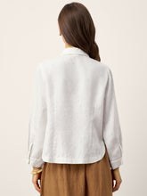 Load image into Gallery viewer, 100% Linen Small Collar Curved Hem Tailored Shirt AVELINE
