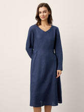 Load image into Gallery viewer, 100% Linen Gathered Waist Flap Detail Midi Dress DIANA
