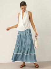 Load image into Gallery viewer, 100% Linen Halter Neck Tie-Front Crop Top FAYE
