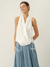 Load image into Gallery viewer, 100% Linen Halter Neck Tie-Front Crop Top FAYE
