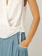 Load image into Gallery viewer, 100% Linen Halter Neck Tie-Front Crop Top FAYE
