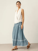 Load image into Gallery viewer, 100% Linen Halter Neck Tie-Front Crop Top FAYE

