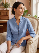 Load image into Gallery viewer, 100% Linen Hand Button Fitted Jacket AMELIA
