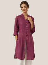 Load image into Gallery viewer, 100% Linen Hand Button Long Top DILLON
