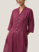 Load image into Gallery viewer, 100% Linen Hand Button Long Top DILLON

