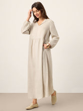 Load image into Gallery viewer, 100% Linen Sculpted-Hood Caftan Maxi Dress LINETTE
